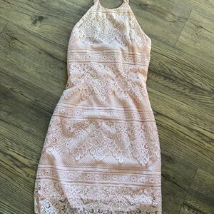 bobi Blush Lace Midi Dress